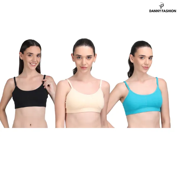 Medium_Impact_Padded_Kuki_Sports_Bra_Thin_Strap_In_Combo_Pack_Of_3_Colour_Skin_Sky_Blue_Black
