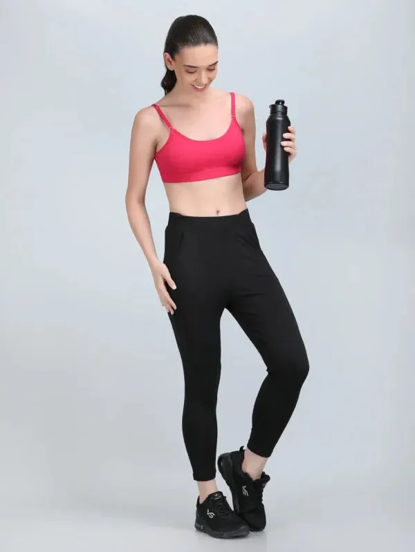 Medium_Impact_Padded_Kuki_Sports_Bra_Thin_Strap_In_Pink_Colour