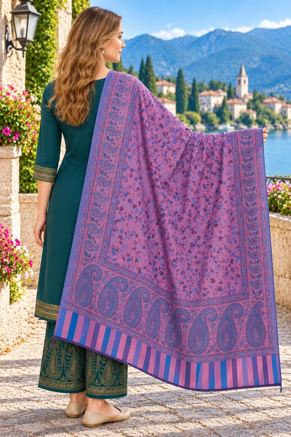 Teal_Regin_Wool_Printed_Shawl_For_Women