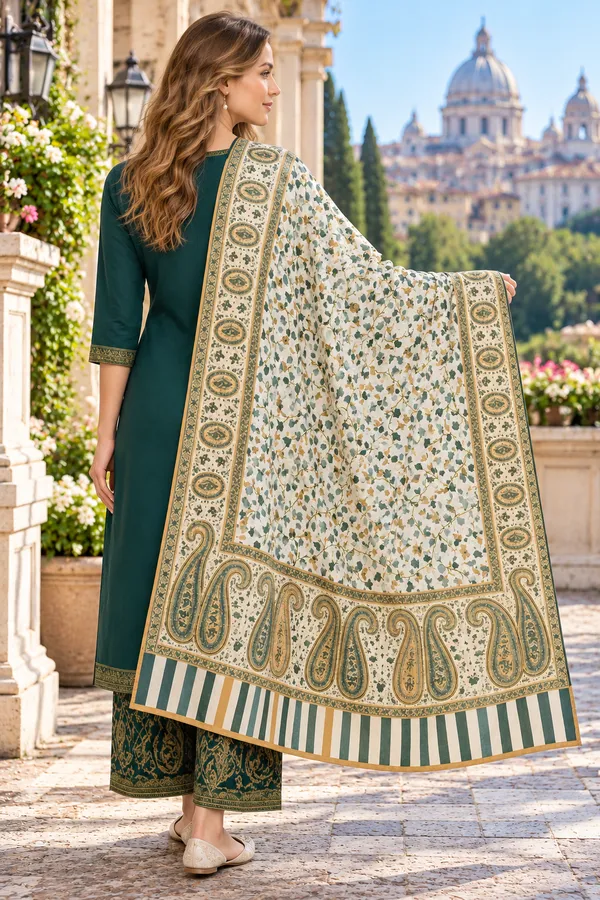 Green_Regin_Wool_Printed_Shawl_For_Women