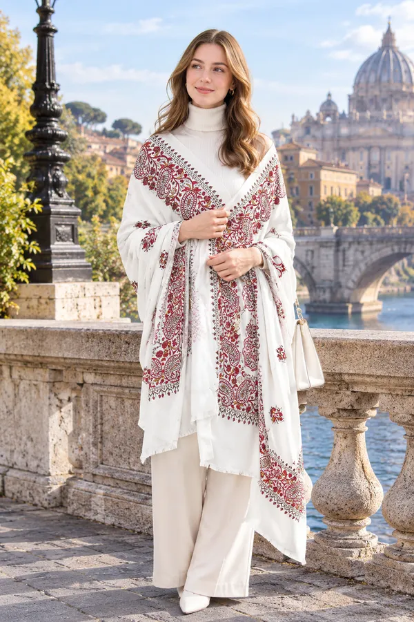 White_Polywool_Printed_Shawl_For_Women
