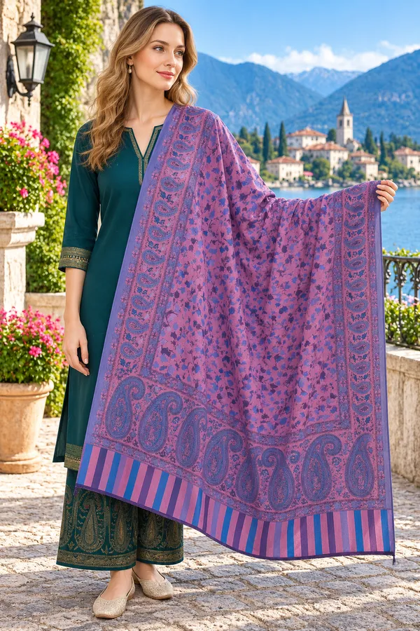 Teal_Regin_Wool_Printed_Shawl_For_Women