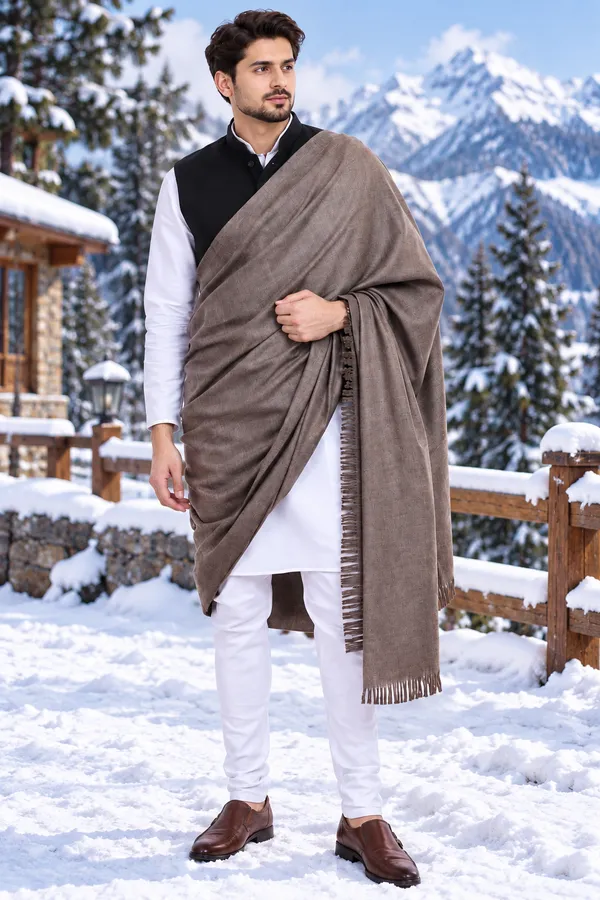Taupe_Cashmilion_Fringed_Shawl_For_Men