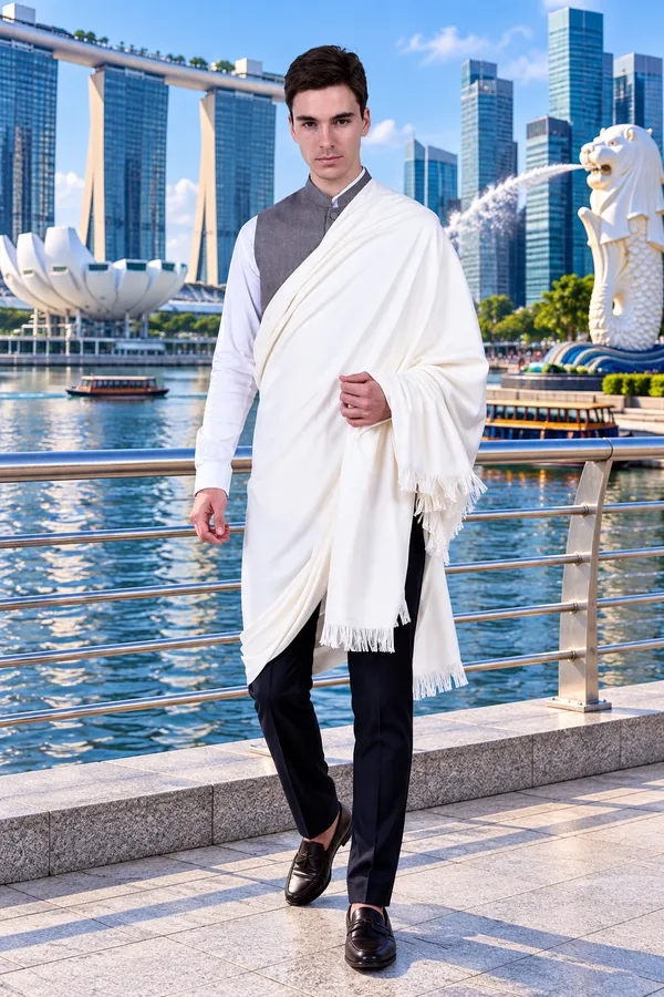 White_Cashmilion_Fringed_Shawl_For_Men