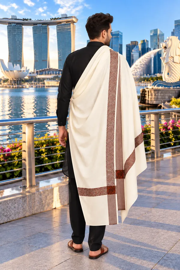 Cream_Cashmilion_Patterned_Stole_For_Men