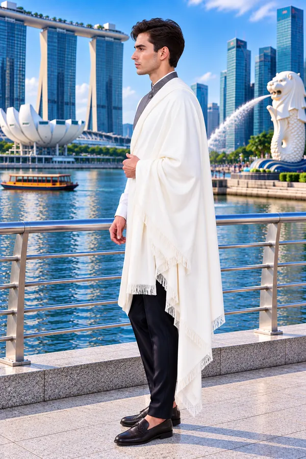 White_Cashmilion_Fringed_Shawl_For_Men