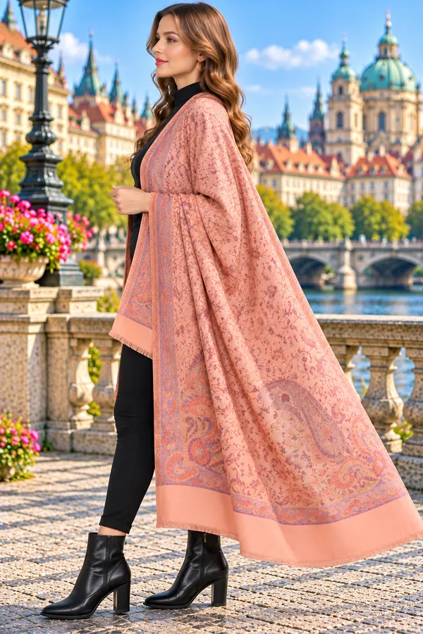 Peach_Semi_Pashmina_Printed_Shawl_For_Women