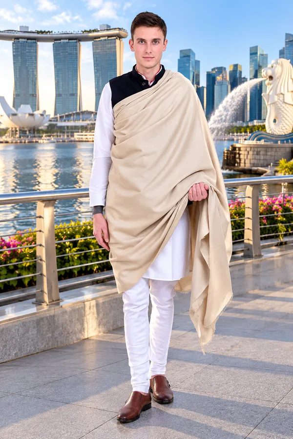 Beige_Cashmilion_Fringed_Shawl_For_Men