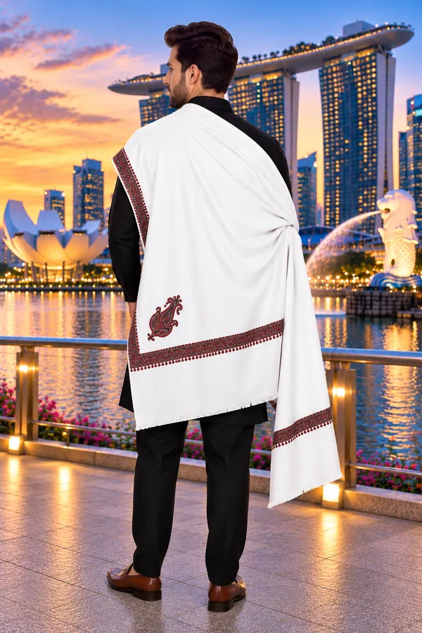 White_Cashmilion_Patterned_Shawl_For_Men
