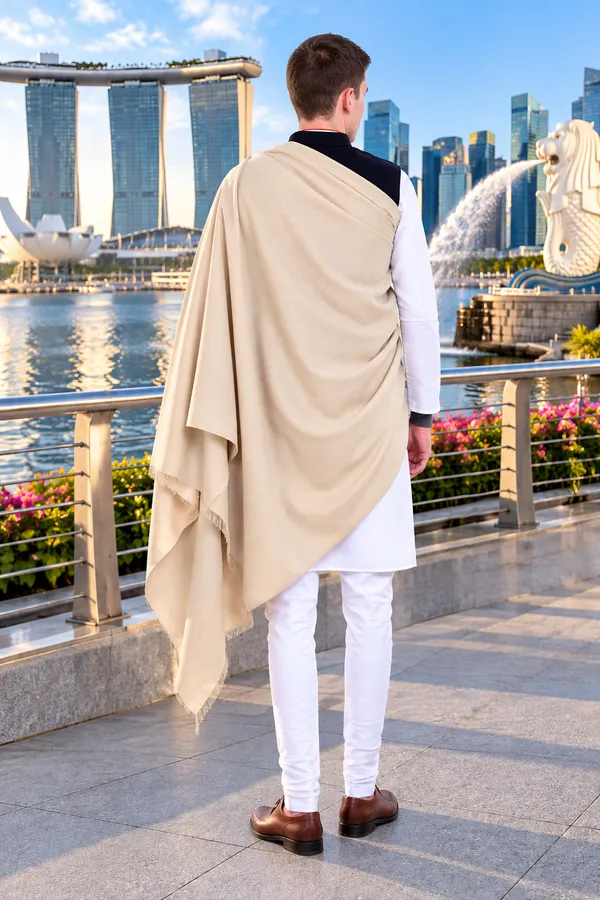 Beige_Cashmilion_Fringed_Shawl_For_Men