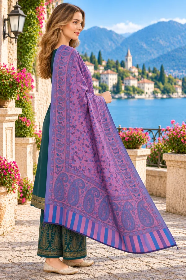 Teal_Regin_Wool_Printed_Shawl_For_Women