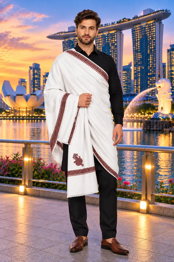 White_Cashmilion_Patterned_Shawl_For_Men