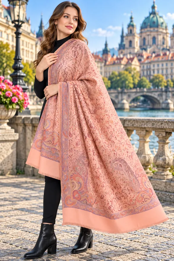 Peach_Semi_Pashmina_Printed_Shawl_For_Women