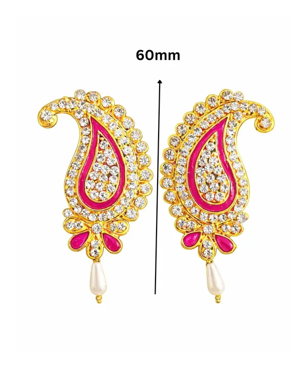 Stone_Studded_Kairi_Design_Pearl_Drop_Kundal_Laddu_Gopal_Shringar_Earring_Kundal_For_Radha_Krishna_Idols_Earring_For_All_God_Idols_Kundal_Krishnaji_Shreenathji_Puja_Shringar_Articles_Jewellery_Accessories_Deity_Ornaments