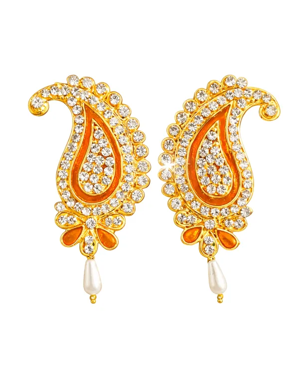 Stone_Studded_Kairi_Design_Pearl_Drop_Kundal_Laddu_Gopal_Shringar_Earring_Kundal_For_Radha_Krishna_Idols_Earring_For_All_God_Idols_Kundal_Krishnaji_Shreenathji_Puja_Shringar_Articles_Jewellery_Accessories_Deity_Ornaments