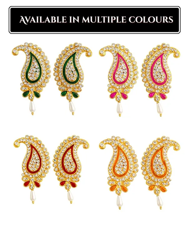 Stone_Studded_Kairi_Design_Pearl_Drop_Kundal_Laddu_Gopal_Shringar_Earring_Kundal_For_Radha_Krishna_Idols_Earring_For_All_God_Idols_Kundal_Krishnaji_Shreenathji_Puja_Shringar_Articles_Jewellery_Accessories_Deity_Ornaments