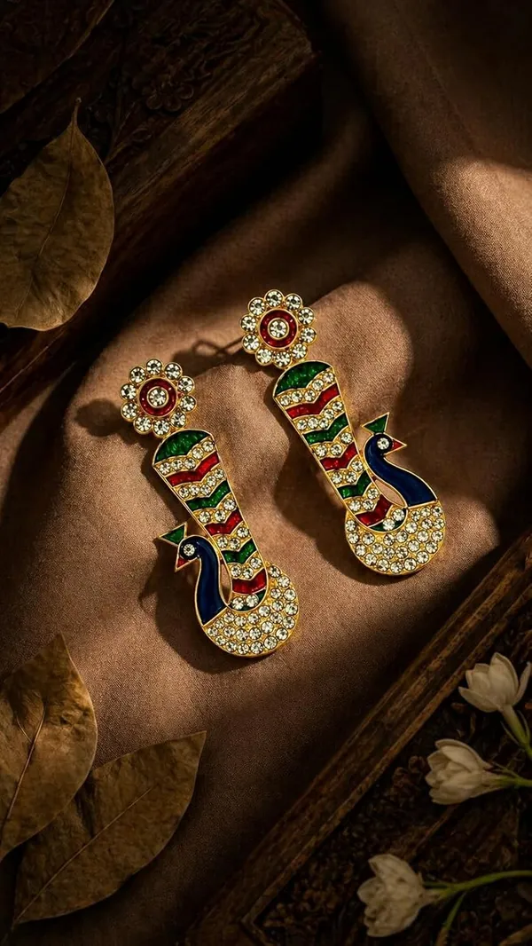 Kundan_Earrings_For_Deity_Idol