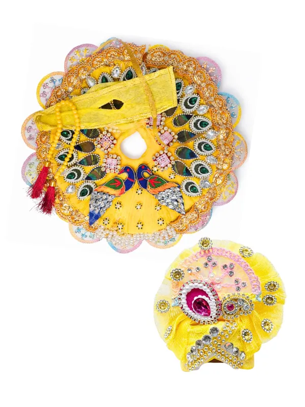 Laddu_Gopal_Divya_Mayur_Shobha_Poshak_Laddu_Gopal_Shringar_Vastra_Set_Poshak_With_Safa_Set_Peacock_Design_Poshak_Krishna_Poshak_Set_Designer_Dress_Set_For_Laddu_Gopal_Idols_Puja_Shringar_Articles_Festive_Decor