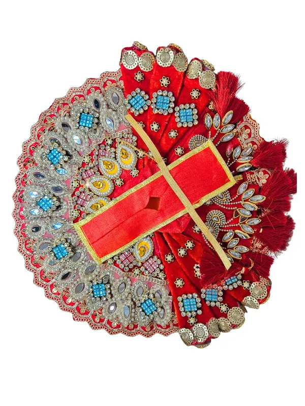 Laal_Mayur_Ratna_Rajsi_Poshak_Krishna_Idol_Dress_Laddu_Gopal_Dress_With_Safa_Red_Rajsi_Poshak_For_Krishna_Idols_Laddu_Gopal_Shringar_Handmade_Laddu_Gopal_Poshak_Laddu_Gopal_Festival_Dress_Krishna_Idol_Shringar_Set_Laddu_Gopal_Shringar_Poshak_Vastra_Set_For_Laddu_Gopal_Puja_Shringar_Articlrs_Janmashtami_Festival_Decor_1n_1n_2n_Laddu_Gopal