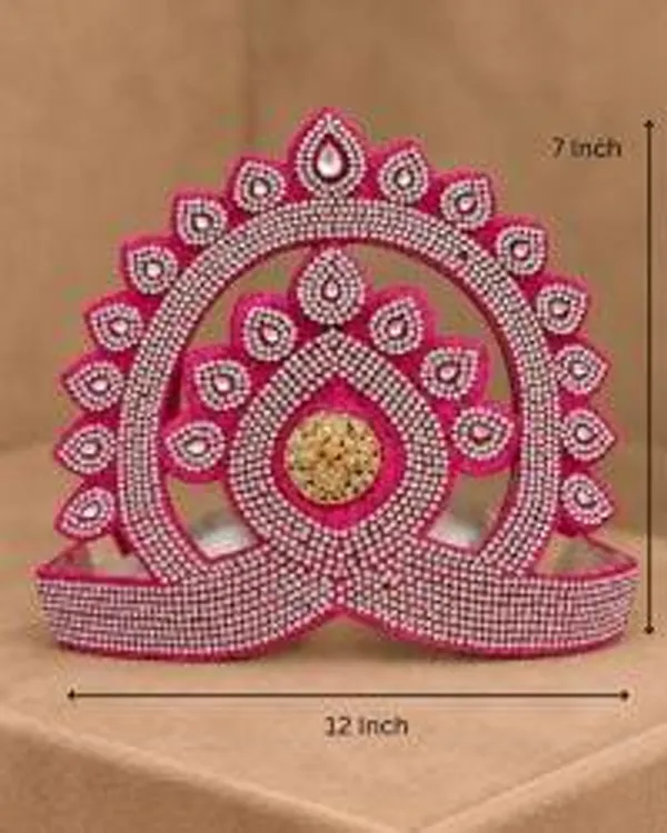 Rudrakanti_Mukut_Designer_Krishna_God_Crown_For_Kids_Teens_Adults_Fancy_Dress_Costume_Accessory_Krishna_Costume_Accessories_Mukut_For_Krishna_Leela_Costume_God_Costume_Accessories_Laddu_Gopal_Mukut_School_Fancy_Dress_Accessories_Stage_Performance_Crown_Pink_12_7_Inch
