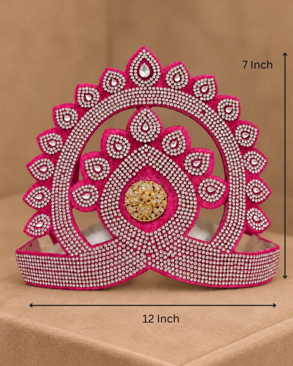 Rudrakanti_Mukut_Designer_Krishna_God_Crown_For_Kids_Teens_Adults_Fancy_Dress_Costume_Accessory_Krishna_Costume_Accessories_Mukut_For_Krishna_Leela_Costume_God_Costume_Accessories_Laddu_Gopal_Mukut_School_Fancy_Dress_Accessories_Stage_Performance_Crown_Pink_12_7_Inch