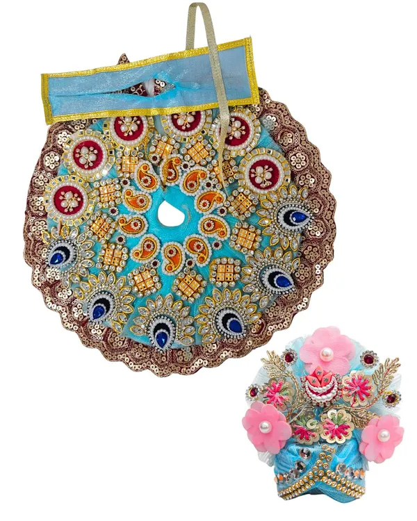 Shri_Thakurji_Firozi_Morkamal_Shringar_Poshak_With_Safa_Shringar_Poshak_With_Safa_Heavy_Handwork_Edition_Laddu_Gopal_Shringar_Krishna_Idol_Vastra_Festival_Dress_For_Laddu_Gopal_Idols_Krishna_Idol_Shringar_Set_Handmade_Laddu_Gopal_Poshak_Janmashtami_Poshak_Set_Stone_Work_Poshak_Festival_Special_Dress_1n_1n_2n_Laddu_Gopal