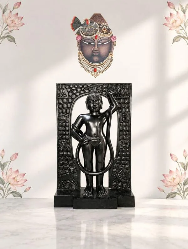 Shreenath_Ji_Mangla_Murti_With_Kandra_Stand_Krishna_Ji_Black_Stone_Finish_Murti_Decorative_Items_9_Inch