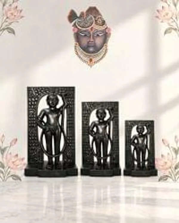 Shreenath_Ji_Mangla_Murti_With_Kandra_Stand_Krishna_Ji_Black_Stone_Finish_Murti_Decorative_Items_9_Inch