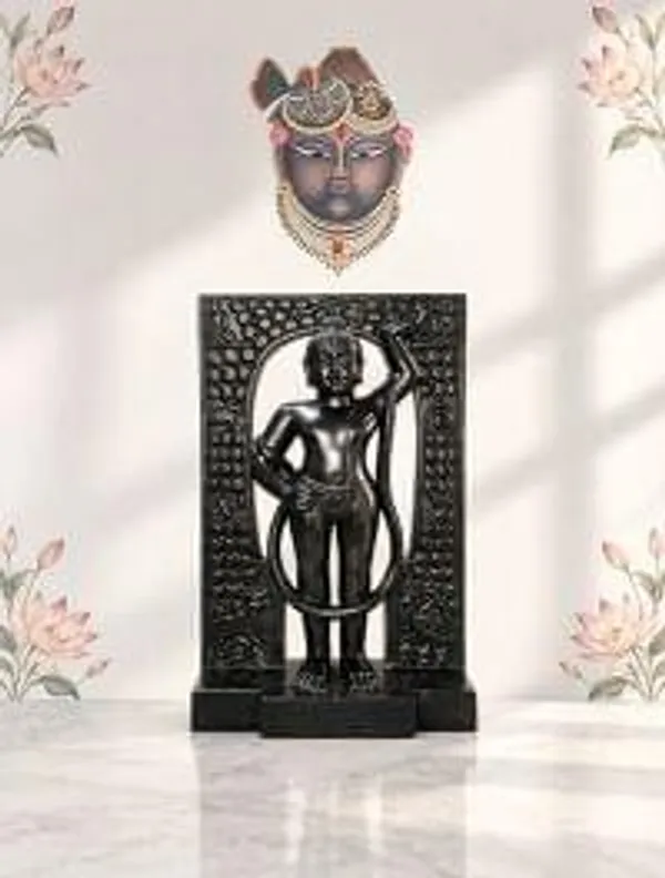 Shreenath_Ji_Mangla_Murti_With_Kandra_Stand_Krishna_Ji_Black_Stone_Finish_Murti_Decorative_Items_9_Inch