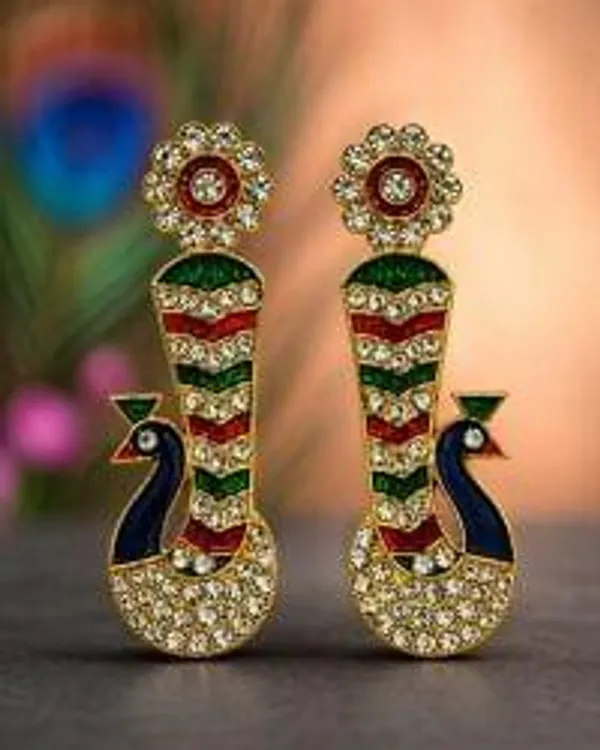 Designer_Peacock_Style_Kundal_For_Laddu_Gopal_God_Kundan_Earring_Laddu_Gopal_Shringar_Earring_Kundal_For_Radha_Krishna_Idols_Earring_For_All_God_Idols_Kundal_Krishnaji_Shreenathji_Puja_Shringar_Articles_Deity_Ornaments_1_5