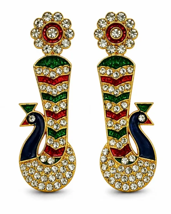 Designer_Peacock_Style_Kundal_For_Laddu_Gopal_God_Kundan_Earring_Laddu_Gopal_Shringar_Earring_Kundal_For_Radha_Krishna_Idols_Earring_For_All_God_Idols_Kundal_Krishnaji_Shreenathji_Puja_Shringar_Articles_Deity_Ornaments_1_5