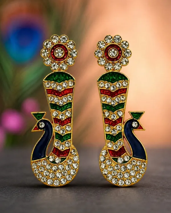 Designer_Peacock_Style_Kundal_For_Laddu_Gopal_God_Kundan_Earring_Laddu_Gopal_Shringar_Earring_Kundal_For_Radha_Krishna_Idols_Earring_For_All_God_Idols_Kundal_Krishnaji_Shreenathji_Puja_Shringar_Articles_Deity_Ornaments_1_5