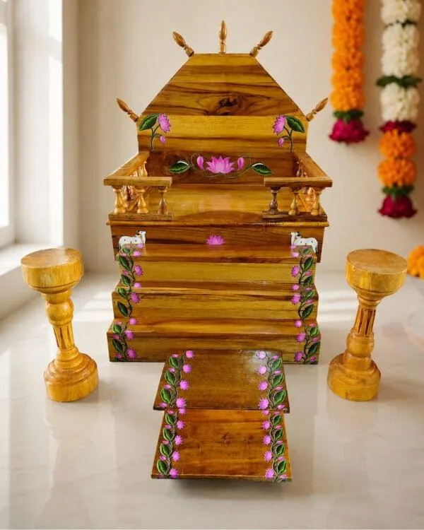 Kamal_Floral_Artwork_Khandpath_Mini_Khandpath_For_Laddu_Gopal_Thakur_Ji_Khandpath_Pushtimarg_Seva_Home_Mandir_Accessories_Wooden_Temple_Thro