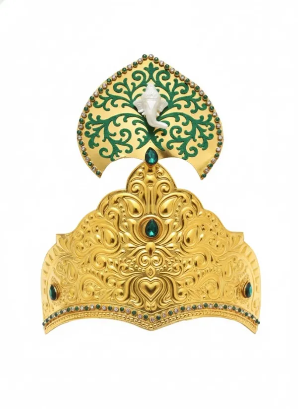 3d_Ganpati_Swarnamani_Mukut_Crown_Shringar_Jewellery_Accessories_Laddu_Gopal_Accessories_Festivals_Decor_Puja_Articles_Crown_For_All_Deity_Idols_Shringar_Available_In_Multiple_Sizes_And_Colours_From_Small_To_Large_10_10_Green