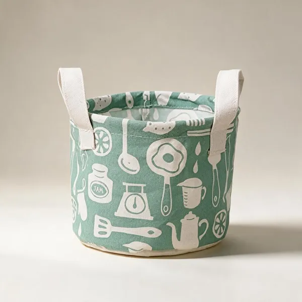 Fabric_Blue_And_White_Printed_Storage_Basket_Set_With_Handles