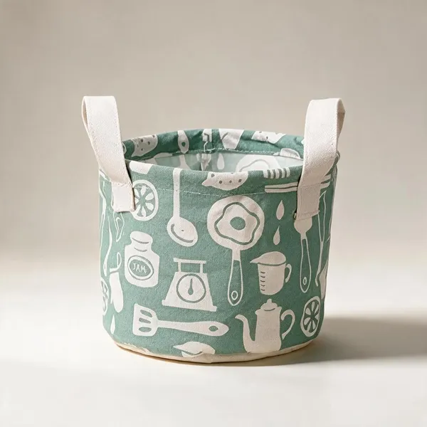 Fabric_Blue_And_White_Printed_Storage_Basket_Set_With_Handles
