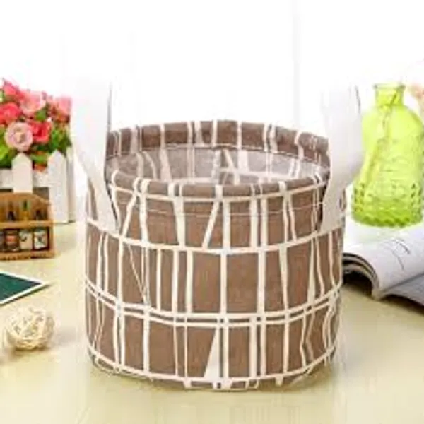 Fabric_Brown_Printed_Storage_Basket_Set_With_Handles