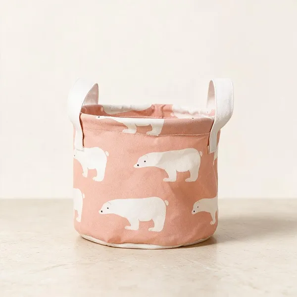Fabric_Pink_Printed_Storage_Basket_Set_With_Handles