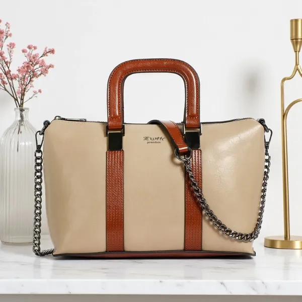 Exotic_Solid_Pattern_Elegance_Hand_Bag_Khaki