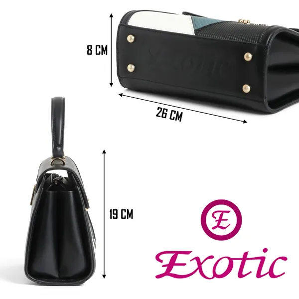 Exotic_Elegant_Tri_Tone_Structured_Handbag_Black