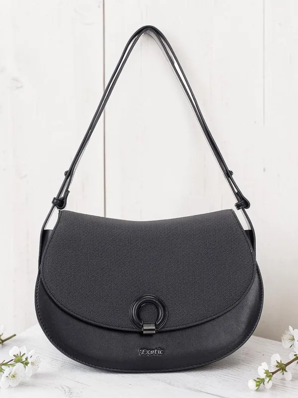 Exotic_Simone_Textured_Saddle_Bag_Black