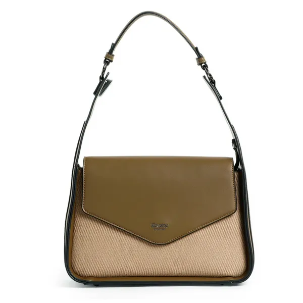 Exotic_Textured_Flap_Closure_Hand_Bag_Khaki_Khaki