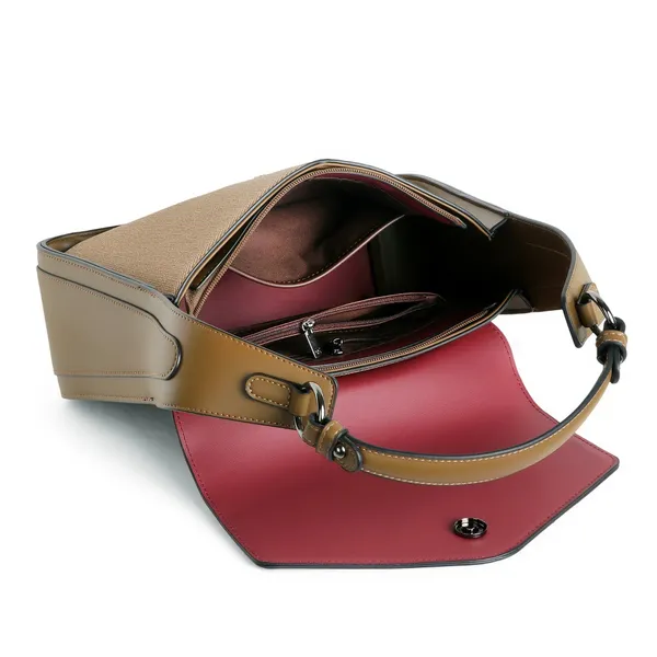 Exotic_Textured_Flap_Closure_Hand_Bag_Khaki_Khaki