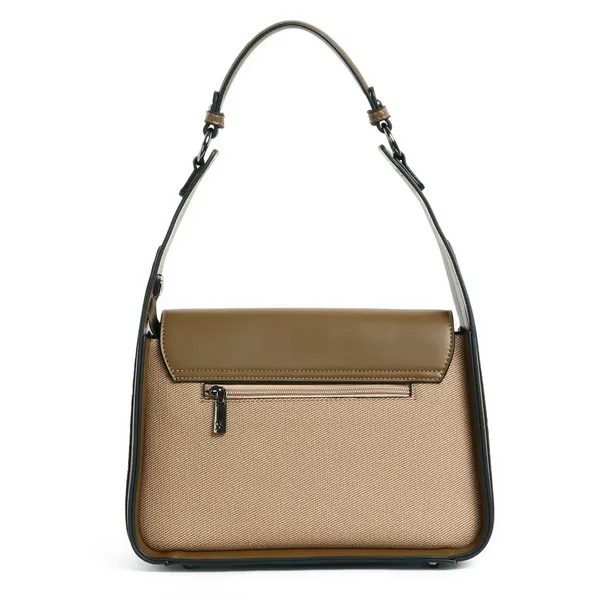 Exotic_Textured_Flap_Closure_Hand_Bag_Khaki_Khaki