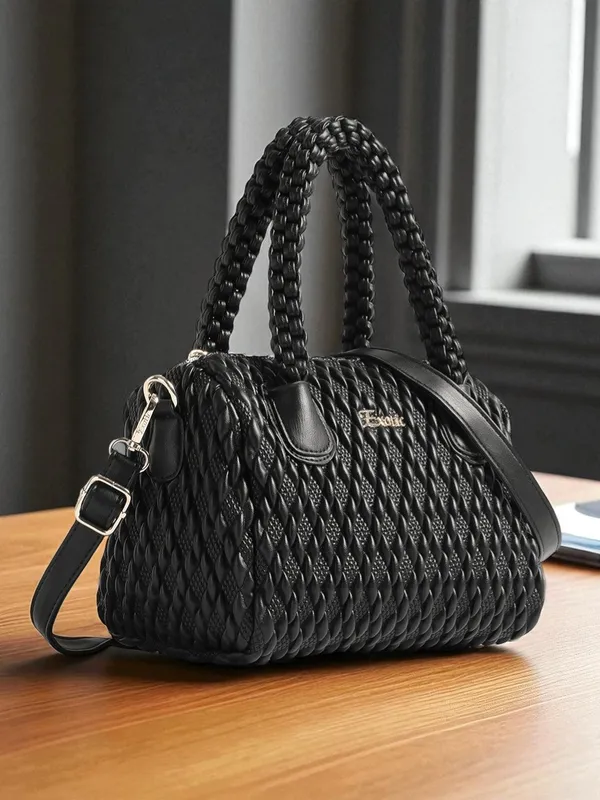 Exotic_Exquisite_Braided_Handle_Handbag_Black_Black