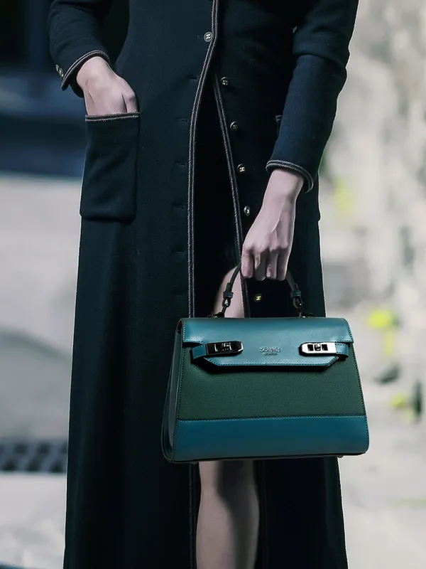Exotic_Dualtone_Textured_Handbag_Green_Green