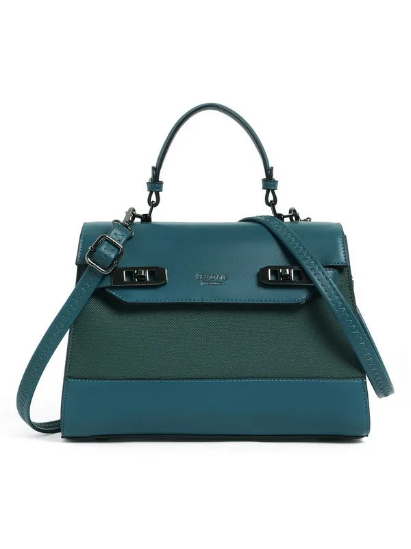 Exotic_Dualtone_Textured_Handbag_Green_Green