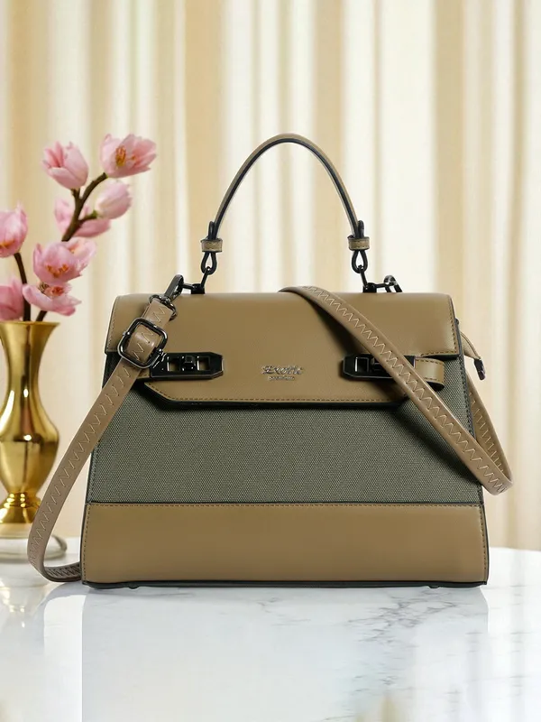 Exotic_Dualtone_Textured_Handbag_Khaki_Khaki
