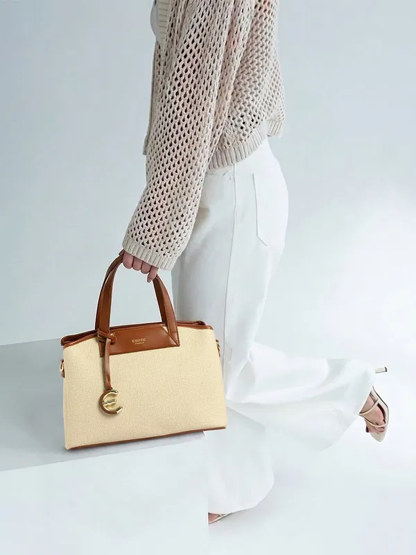 Exotic_Evara_Structured_Satchel_Handbags_Beige_Beige