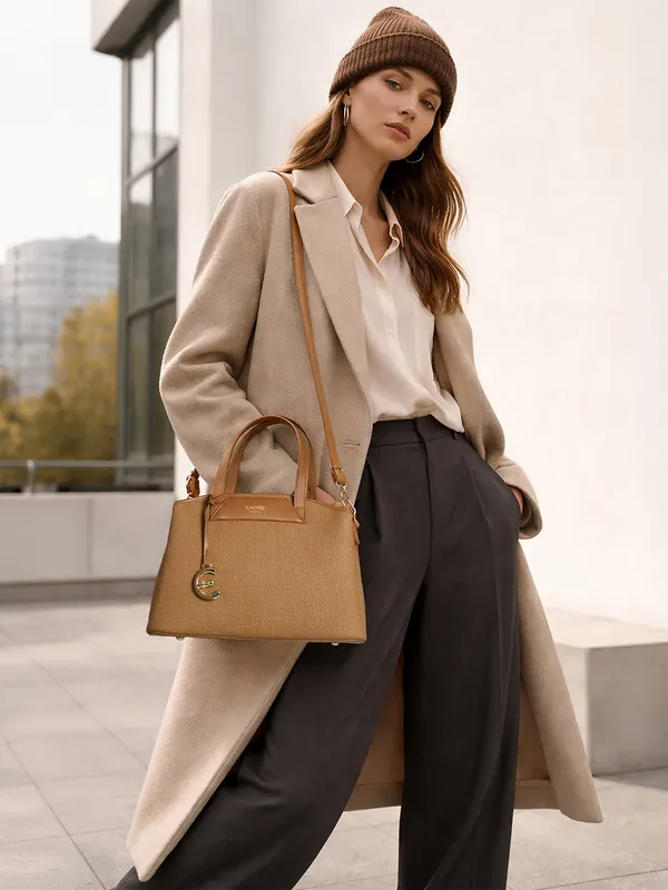 Exotic_Evara_Structured_Satchel_Handbags_Khaki_Khaki